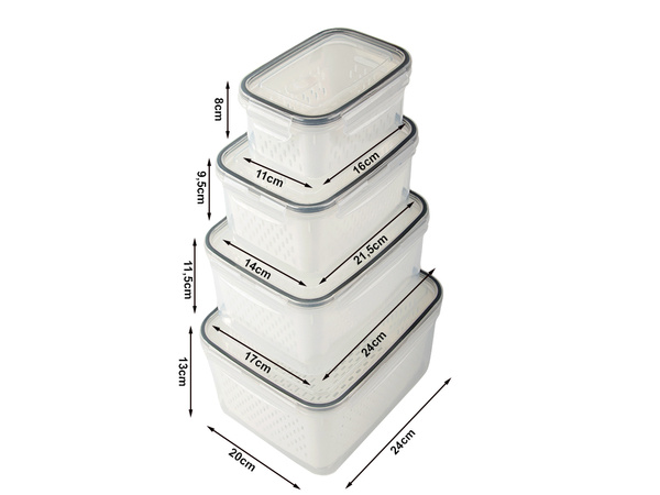 Contenants de cuisine pour aliments avec panier contenant avec joint 4 pièces