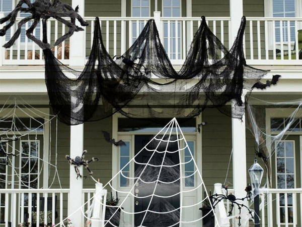 Umelá veľká čierna pavučina halloween dekorácie 2 kusy