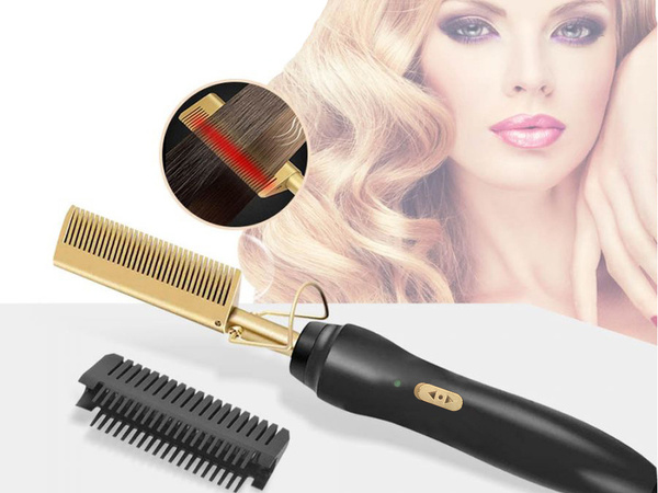 Electric comb hair straightener brush