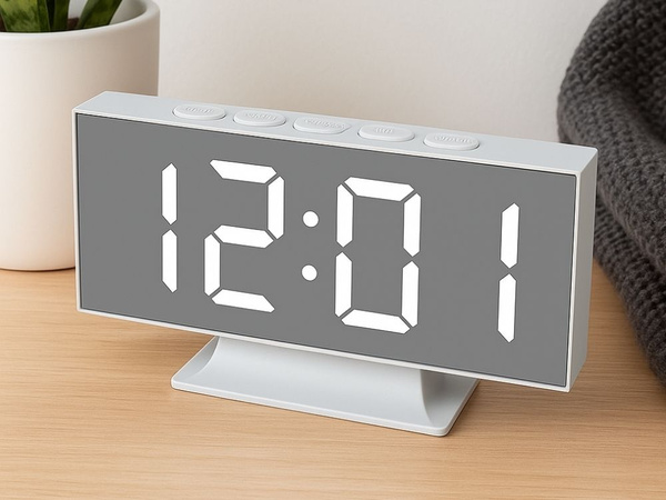 Reloj electrónico digital led despertador termómetro espejo de pie usb memoria