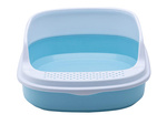 Open-ended cat litter box with soldna frame for litter + large scoop