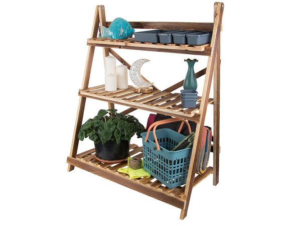 Flower pot high standing wooden flower bed 3 tier bookcase