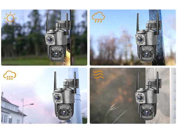 Camera with two lenses, Wi-Fi, outdoor, rotating, motion detector, IP, 4G