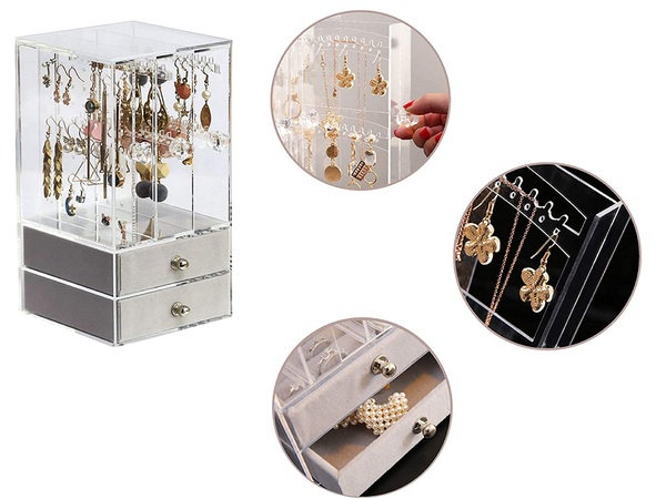Organisateur de bijoux présentoir de coffret daim