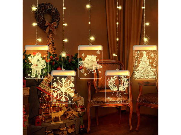 Witraż led 3d na okno ozdoba lampki świąteczne