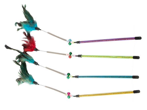 Cat toy fishing rod feather rattle play toy