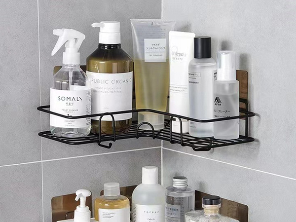 Loft esquina baño ducha estante gancho colgante negro
