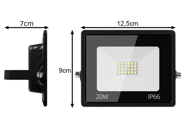 Naświetlacz halogen reflektor led 20w 6000k zewnętrzny wodoodporny ip66