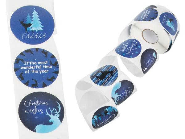 Karácsonyi dekoratív matricák tekercsben 500 darab boldog karácsonyt