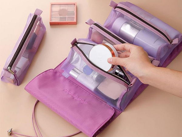 TOILETRIES TRAVEL ROLL FUNCTIONAL 4 IN 1 ZIPPER FOR COSMETICS