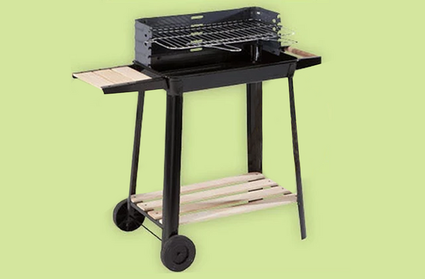 Garden grill large charcoal bbq adjustable grate shelves wheels portable