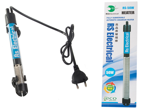 Akvarijní ohřívač 50w regulace teploty termostat účinný 50l ohřev