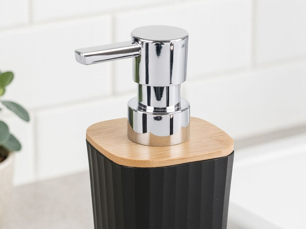 Ensemble de salle de bains brosse de salle de bains wc distributeur poubelle en bambou 6 éléments