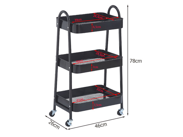Estante de cocina armario de baño con ruedas estante de metal tres niveles 3