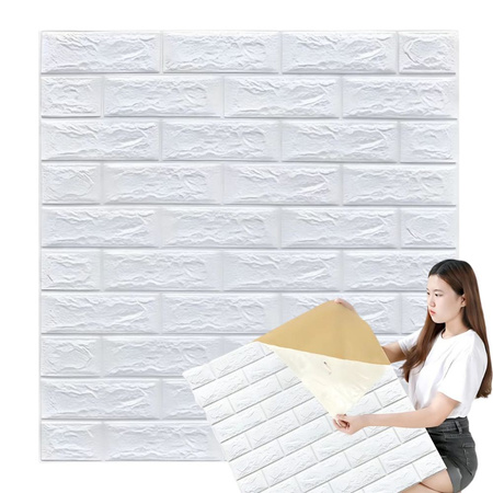 Sienų plokštės 3d plytų baltos spalvos tapetai savaime lipnios dekoratyvinės putos