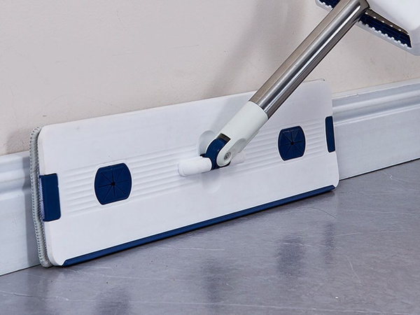 Mop plat en microfibre avec raclette et seau pliable dépliable pour les sols