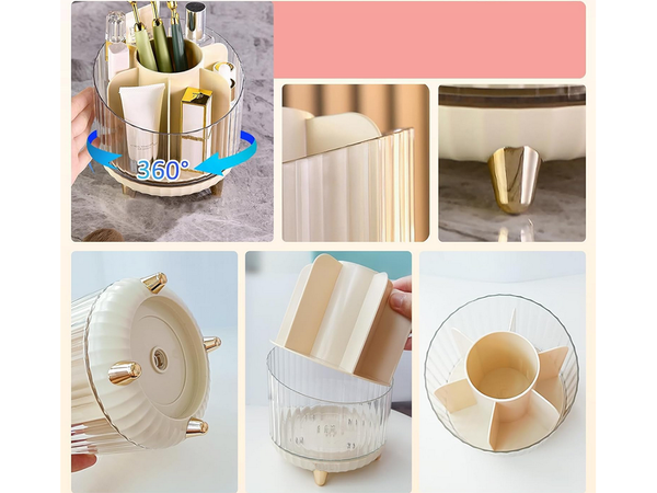 Organisateur cosmétique bijoux rotatif 360 pour pinceaux de maquillage coffret