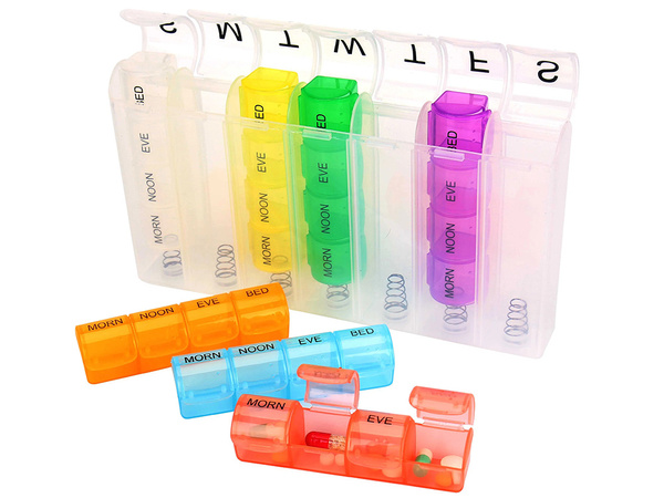 Boîte à médicaments boîte à pilules cassette hebdomadaire de médicaments à l'heure du jour