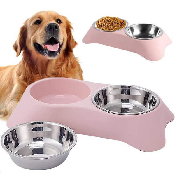 Double bowl for dog cat metal 2 bowls buffet
