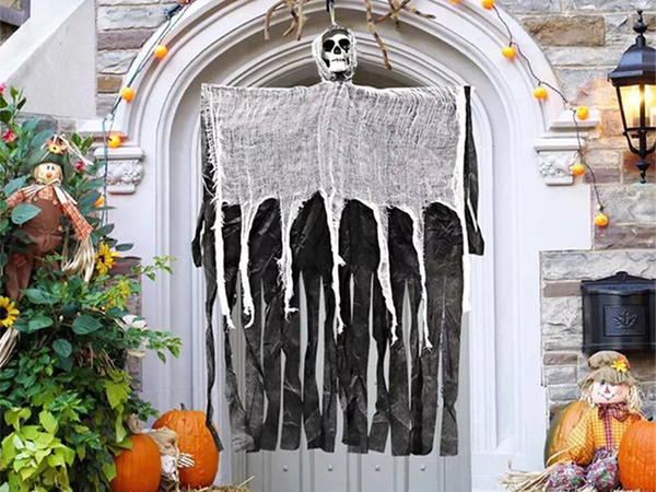 Halloween dekoráció függő dekoráció szellem csontváz halál koponya 80 cm