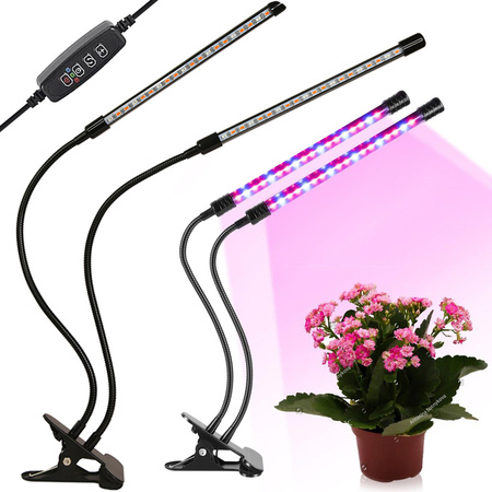 2x augu augšanas lampa 40 led taimeris usb klips