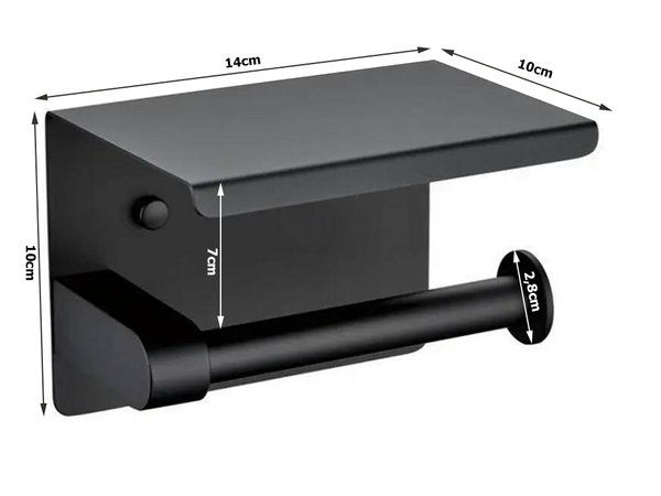 Tualetes papīra turētājs ar telefona plauktu melns bēniņu wc tērauds