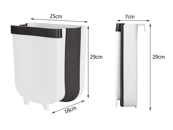 Sulankstomas krepšys biologinėms atliekoms, kabinamas ant spintelės