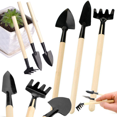 Zestaw narzędzi ogrodniczych grabki łopatka 3w1 mini narzędzia do doniczek
