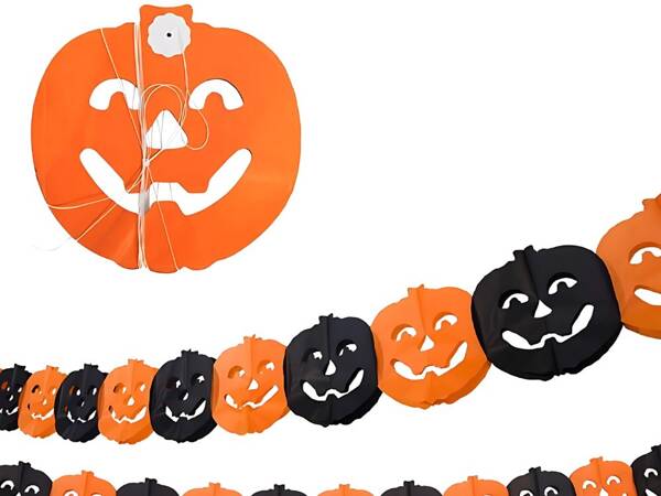 Girlanda dekoracyjna na halloween dynia/pająk papierowa długa 3 metry