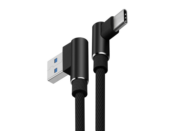 Kabel przewód usb usb-c typ c kątowy do ładowania qc do telefonu 1m