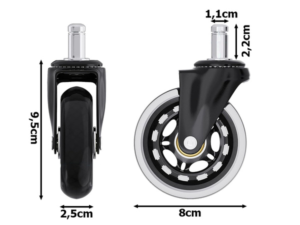 Kółko do fotela kauczukowe łożyskowane 1szt 11mm