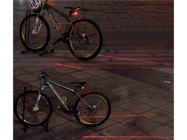 Lampka rowerowa tylna laserowa 5 led laser linia oświetlenie tylnie drogi