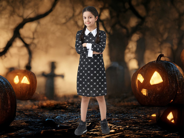 Sukienka wednesday addams strój kostium dla dzieci halloween przebranie 145