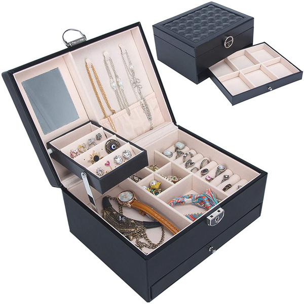 Szkatułka na biżuterię organizer pudełko lustro