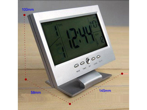 Zegar biurkowy budzik termometr lcd data alarm