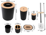 Zestaw łazienkowy szczotka do łazienki wc dozownik kosz czarny komplet 6w1