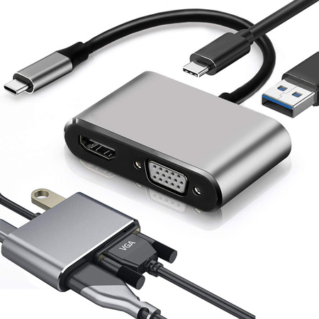 Адаптер usb-c к hdmi 4k vga концентратор usb 3.0 usb-c адаптер доставки питания