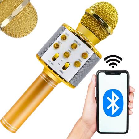 Беспроводной микрофон bluetooth караоке динамик круглый с чехлом различные режимы