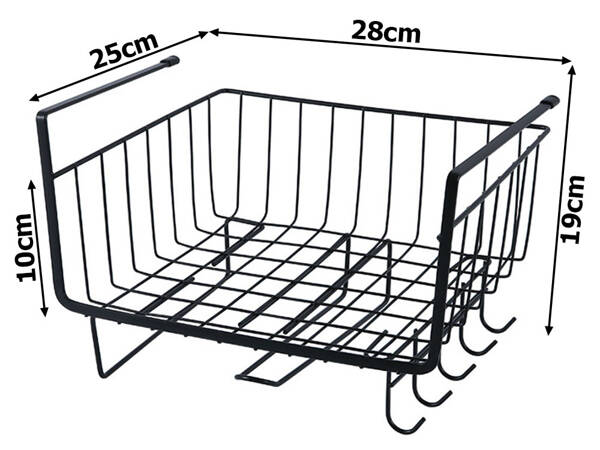 Металлическая корзина под шкаф сверху 6 крючков бумагодержатель