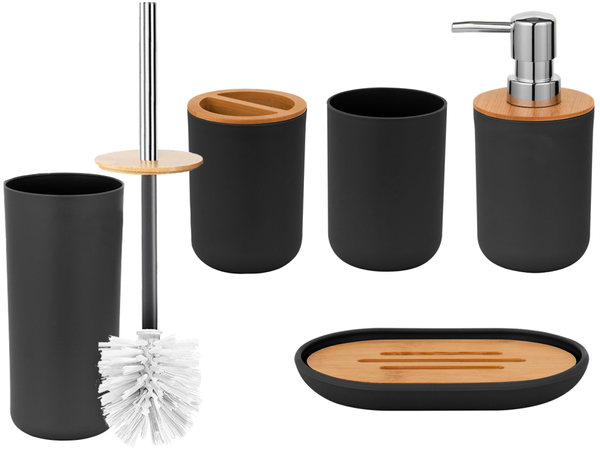 Bathroom set 6-в-1 bathroom toilet toilet handle bin black set