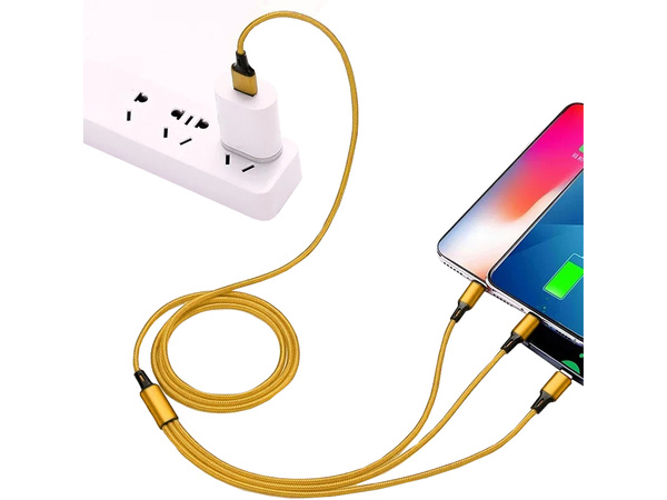 Kabel usb 3w1 do telefonu przewód lightning iphone micro usb type-c 1,2m