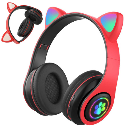 Auriculares inalambricos bluetooth radio fm mp3 orejas de gato retroiluminacion led