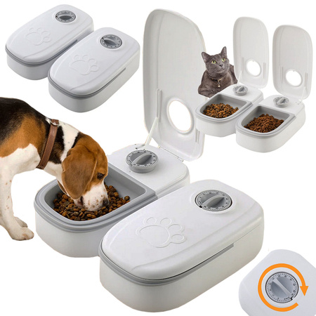 Comedero doble para perro gato dispensador automático de comida temporizador grande