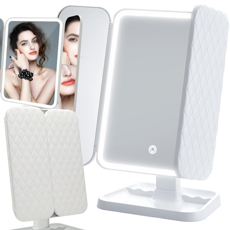 Espejo cosmético iluminado led plegable espejo de maquillaje premium