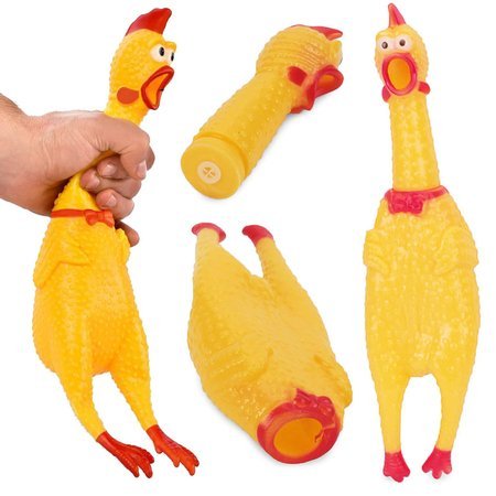 Juguete chirriante para perro pollo masticar goma 31cm