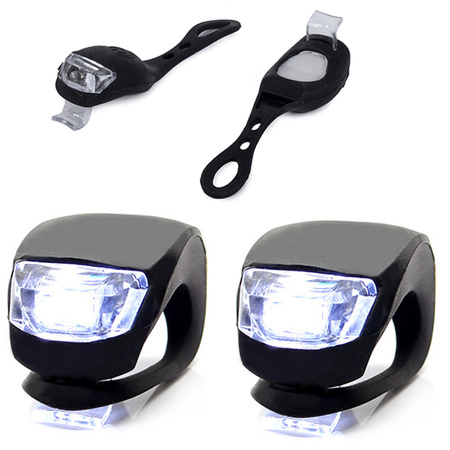 Luz de bicicleta 2 led frontal 2pcs silicona resistente al agua