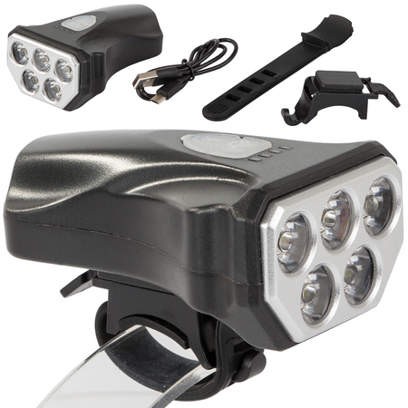 Luz delantera 5 led usb para bicicleta