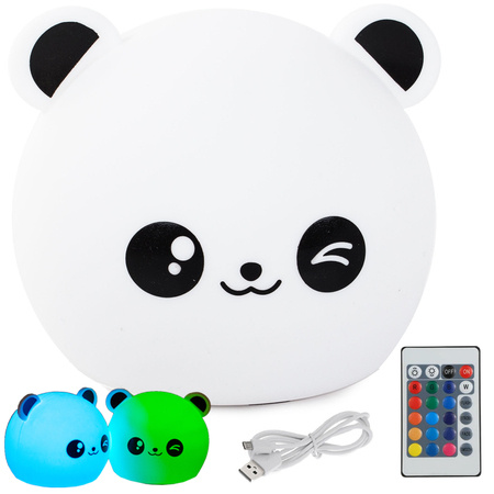 Luz nocturna infantil panda rgb led mando a distancia usb