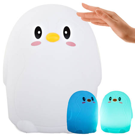 Luz nocturna led infantil rgb pingüino touch