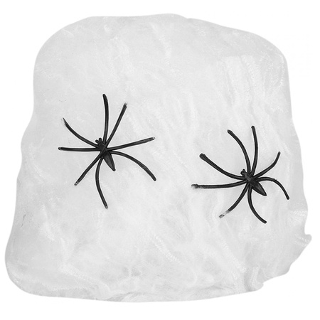 Tela de araña blanca artificial con arañas decoración de halloween extensible